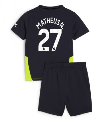 Manchester City Matheus Nunes #27 Segunda Equipación Niños 2024-25 Manga Corta (+ Pantalones cortos)